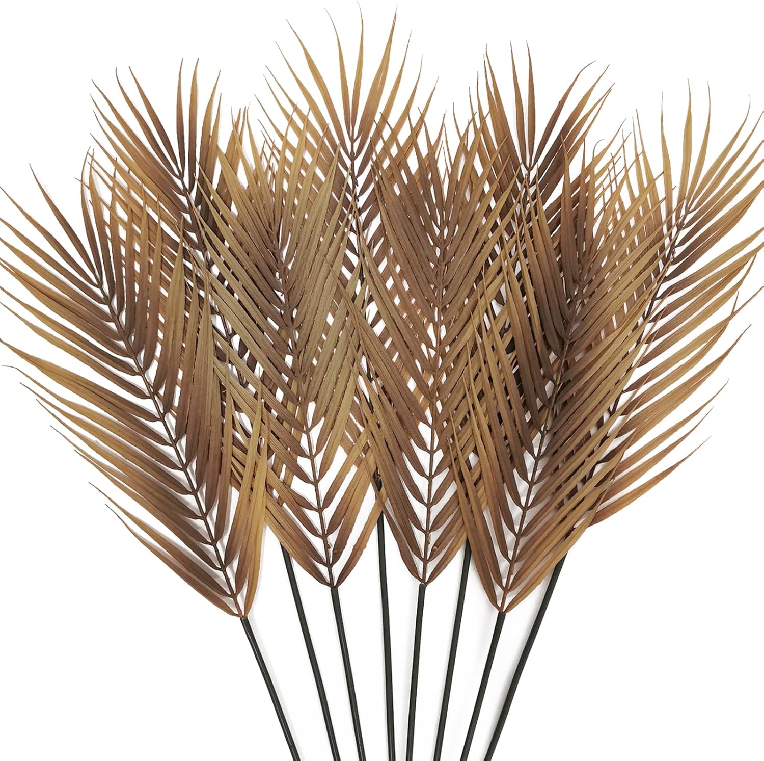 8 hojas de palma artificiales de otoño, 26.4 pulgadas, plástico sintético de palma, hojas de árbol de otoño con ramas de tallo para el hogar, jarrón alto, Halloween, interior y exterior, centro de mesa, decoración de chimenea