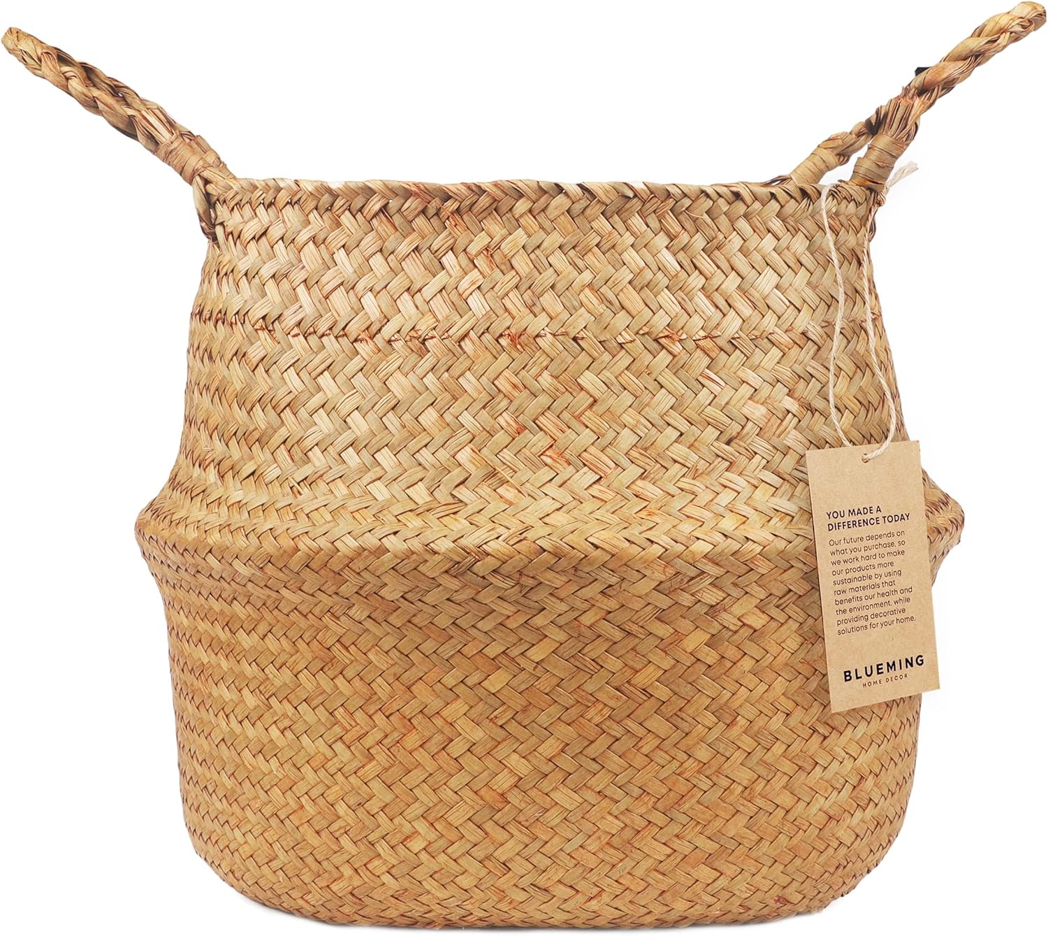 Cesta grande para plantas, maceta tejida de hierba marina para plantas de interior